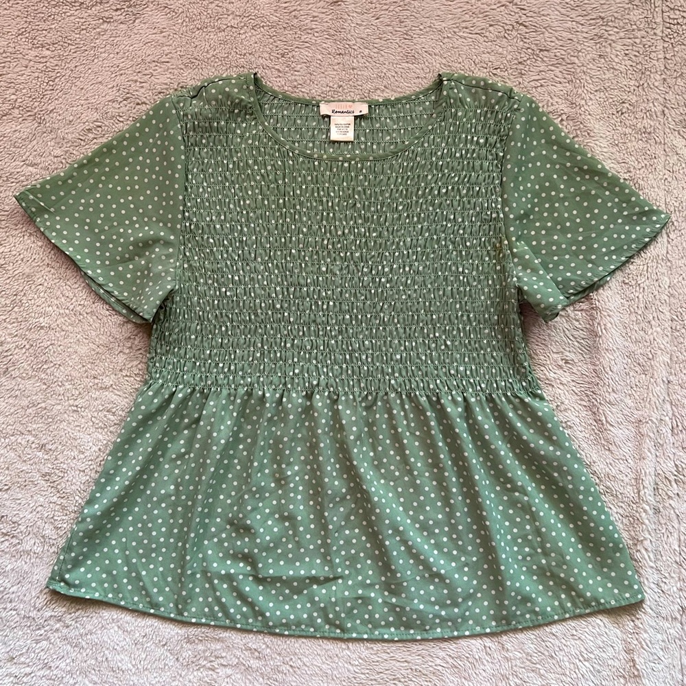 Urban Romantics Green Polka Dot Blouse
